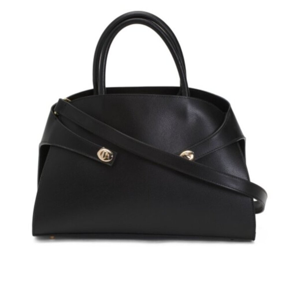 Anna Paola Annie Handbag Genuine Leather Italy Tote Crossbody Black - Picture 3 of 14
